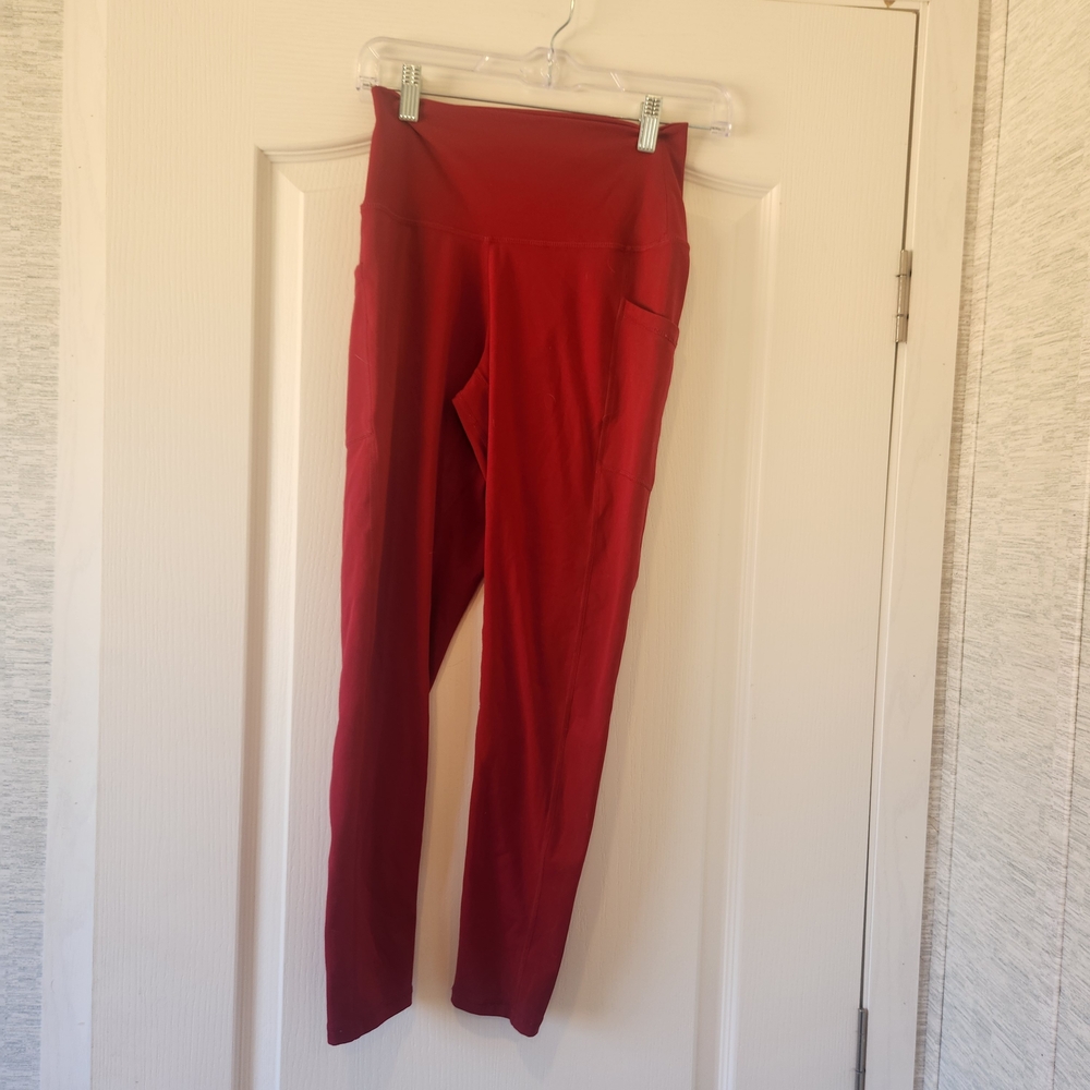 Colorfulkoala Women's Red Leggings Size S Euc